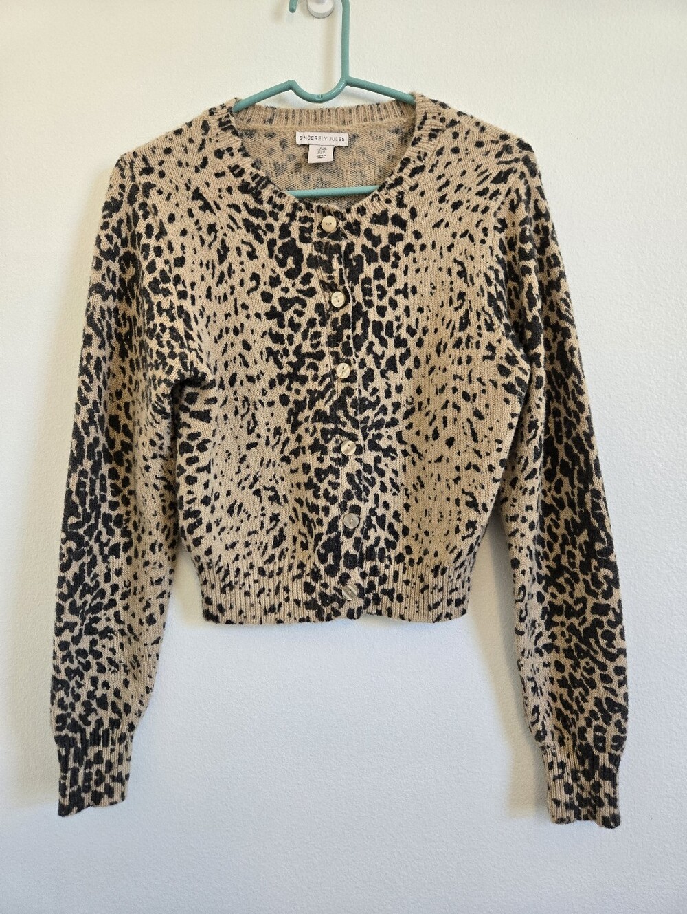 Sincerely Jules Brown and Black Leopard Print Button Cardigan Sz M